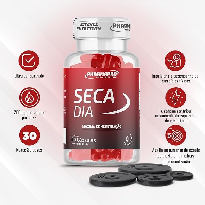 Termo Seca Dia 200mg Cafeina 60 Caps Maxima Concentração Foco 200mg
